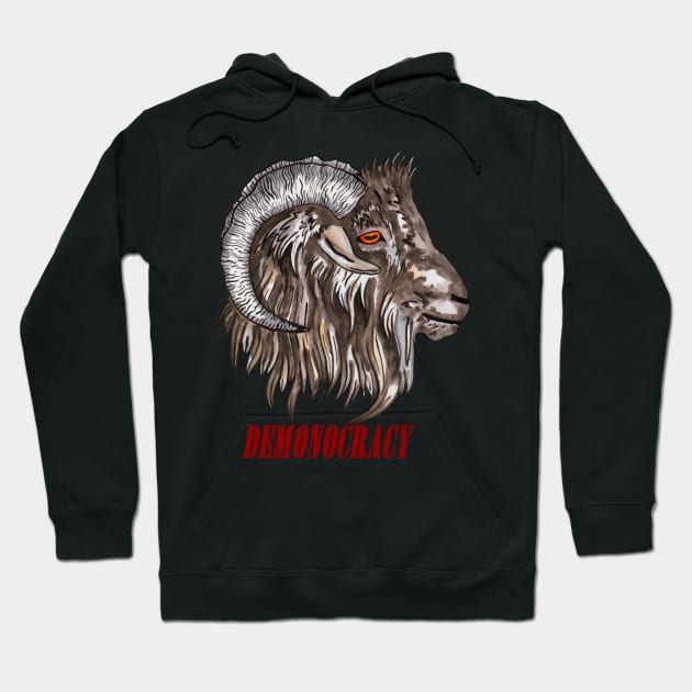 Satanic goat Demonocracy Hoodie by deadblackpony